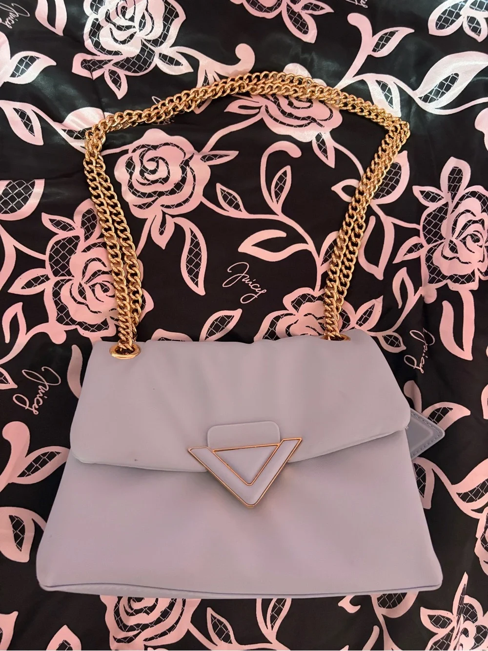 Aldo Lavender Shoulder Bag with Gold Chain